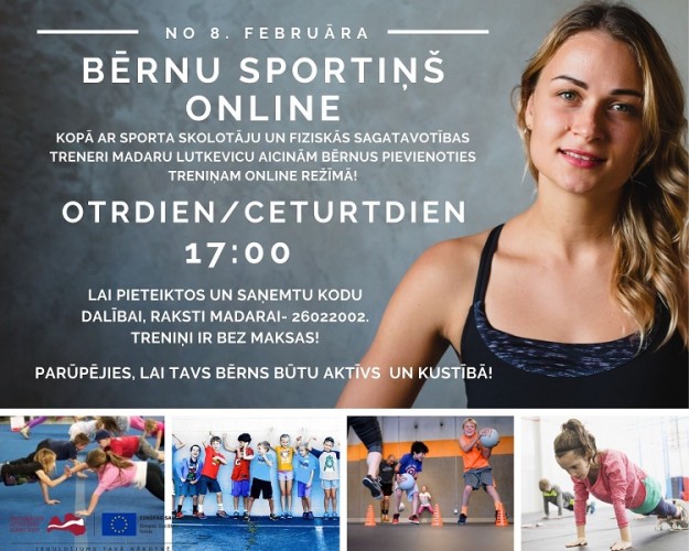 Bezmaksas sporta nodarbības bērniem online režīmā!